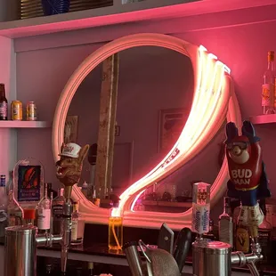 Mirror behind the bar