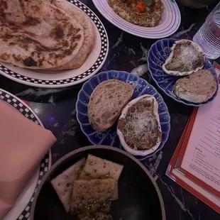 Steak Tartare; Artichoke on the Half Shell; Smoky Eggplant Dip with Roti