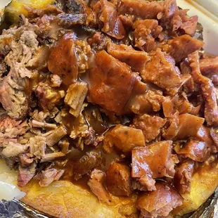 a plate of pulled pork