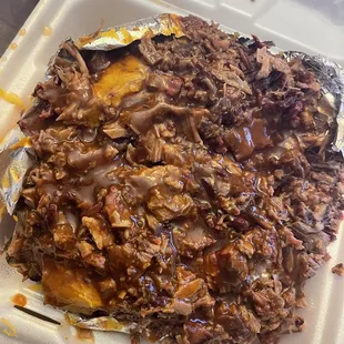 a tray of pulled pork