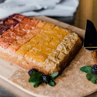 Upside down citrus ombré cake