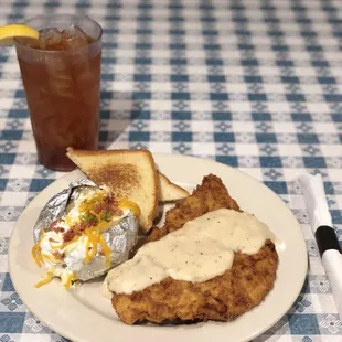 Friday night special Chicken Fried Steak or Chicken $8.95 w/ 2 sides, potato or salad (reg. $12.95).   Best EVER!!