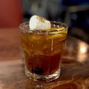 a drink in a glass
