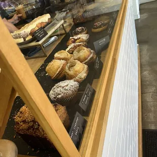 Display case of fresh baked goods
