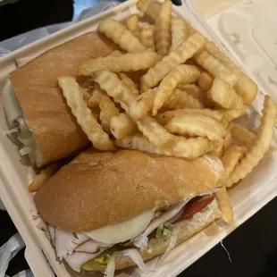 Cold turkey sandwich and fries