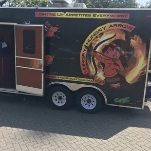 a food truck with its door open
