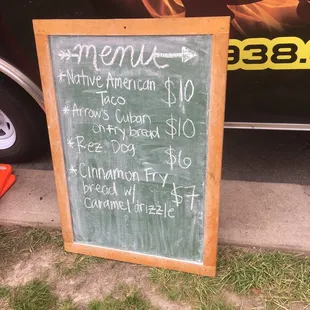 a menu written on a chalkboard