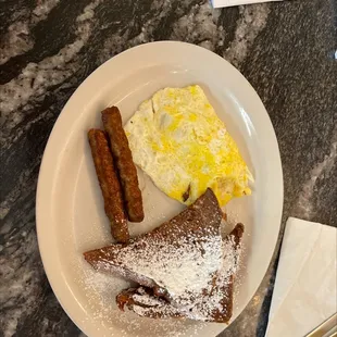 French toast with egg and sausage