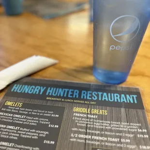 menu and drink