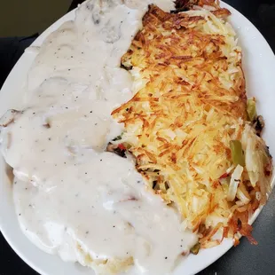 Full Biscuit &amp; Gravy w Bob's style hahsbrowns