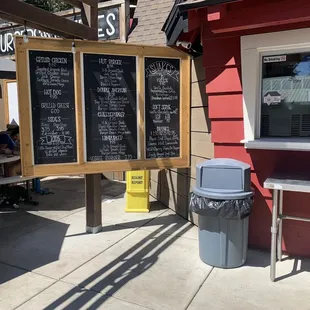 a menu on a chalkboard