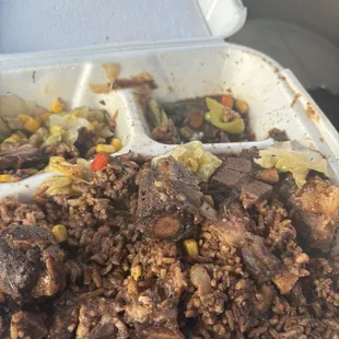 Rice and oxtails tasted a day old