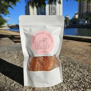 All natural chicken breast crisps for your furry friends! Available on the truck or check out @thepuppycatcompany on instagram!