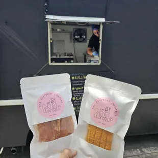 We sell all natural pet treats from the truck as well! Check out @thepuppycatcompany on instagram!