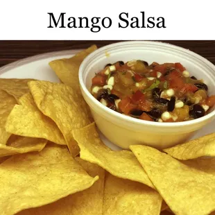 a plate of chips and salsa