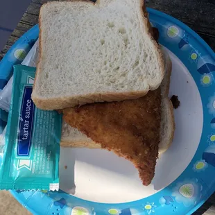Fish sandwich on white