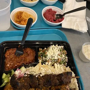 a tray of food on a table