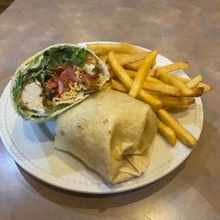 Chicken Bacon Ranch Wrap with Fries