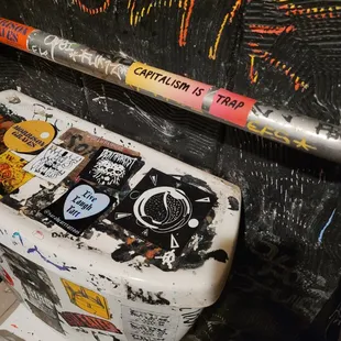 6/15/2023 - This is such a punk rock bathroom although you do not need to hover over the seat with fear.