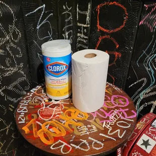 6/15/2023 - This is such a punk rock bathroom although you do not need to hover over the seat with fear and there are Clorox wipes.