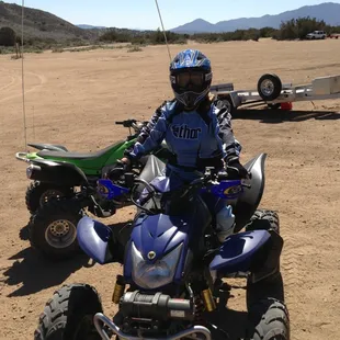 Me on the Nonda (Our name for Not a Honda) - Chinese model that my husband built from a kit.