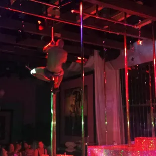 Only Vegas Male Strip Club with Poles! Guys look like gymnasts when they use them in their performance