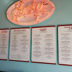 menus on the wall