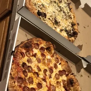 two pizzas