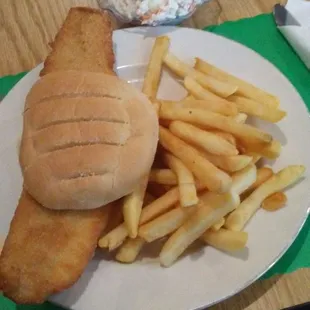 Fish Sandwich w/fries &amp; slaw . . .