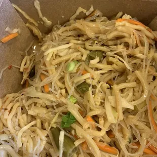 Spoiled pancit. You can tell it's old and spoiled when it smells/tastes sour and texture is slimy.