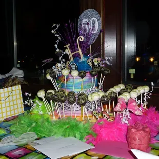 50th Birthday Celebration, Glow Party.  The cake pops were a big hit!