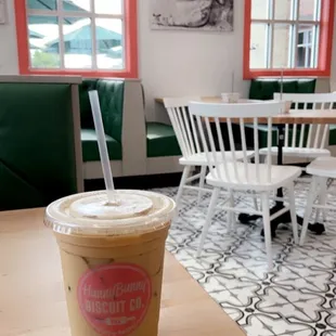 a coffee cup on a table