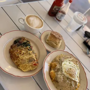 two plates of food on a table