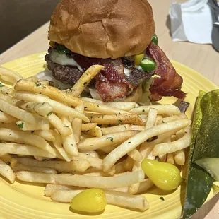 Burger with pepperjack and serranos