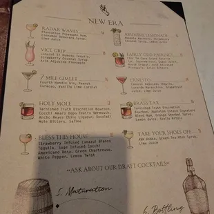 Drink menu