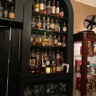 Cocktail bar bourbon selection.