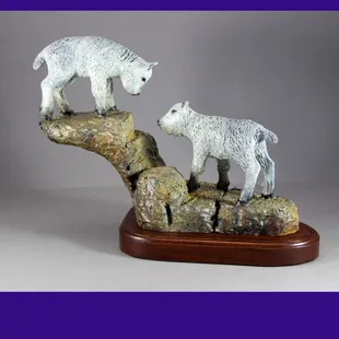 Baby Goats, Bronze Sculpture by Fred Lunger