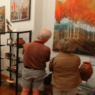 Customers Admiring John Sherman&apos;s Large Scale Painting