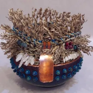 Raku &amp; Fiber &quot;Wilson Blue&quot; by Karen Pierce &amp; Marc Jenesel