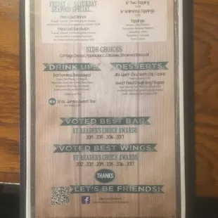 Pizza
Weekend fish special