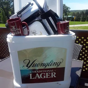 a cooler full of beer