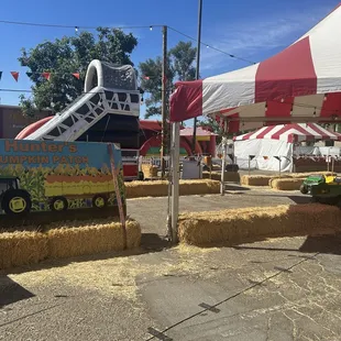 Hunters, pumpkin patch sign placed in the tractor race area