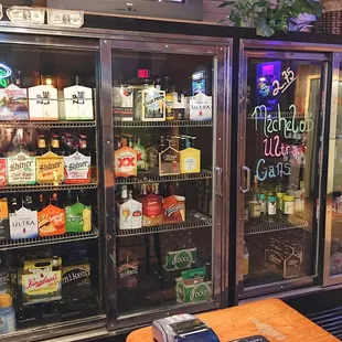 a cooler with drinks