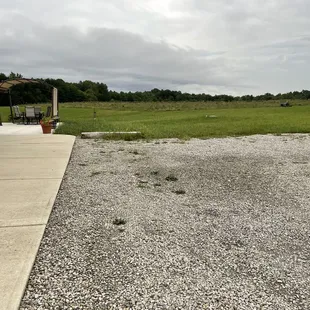 a gravel parking lot