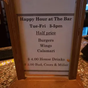 Happy hour specials