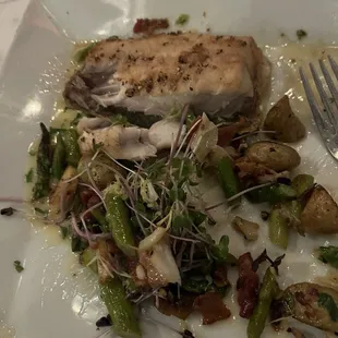 Pan seared broiled rockfish.