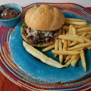 Chopped filet mignon sandwich