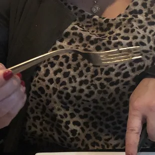 Broken fork from cutting a very tender filet mignon