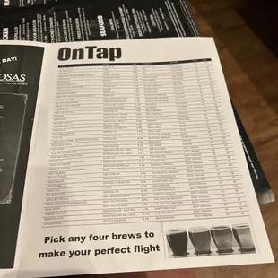 Beer menu