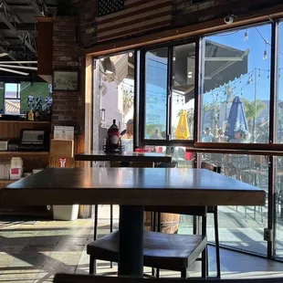 a woman standing at a table